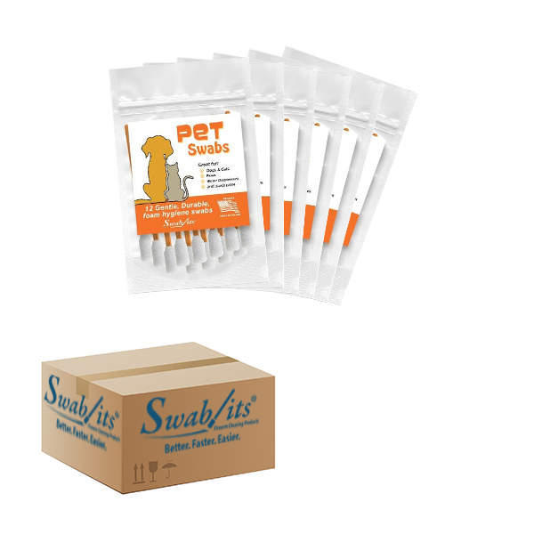 (6 Bag Case) Swab-its® Case of 12-piece Package of Pet Care Foam Swabs: 87-8223-HW