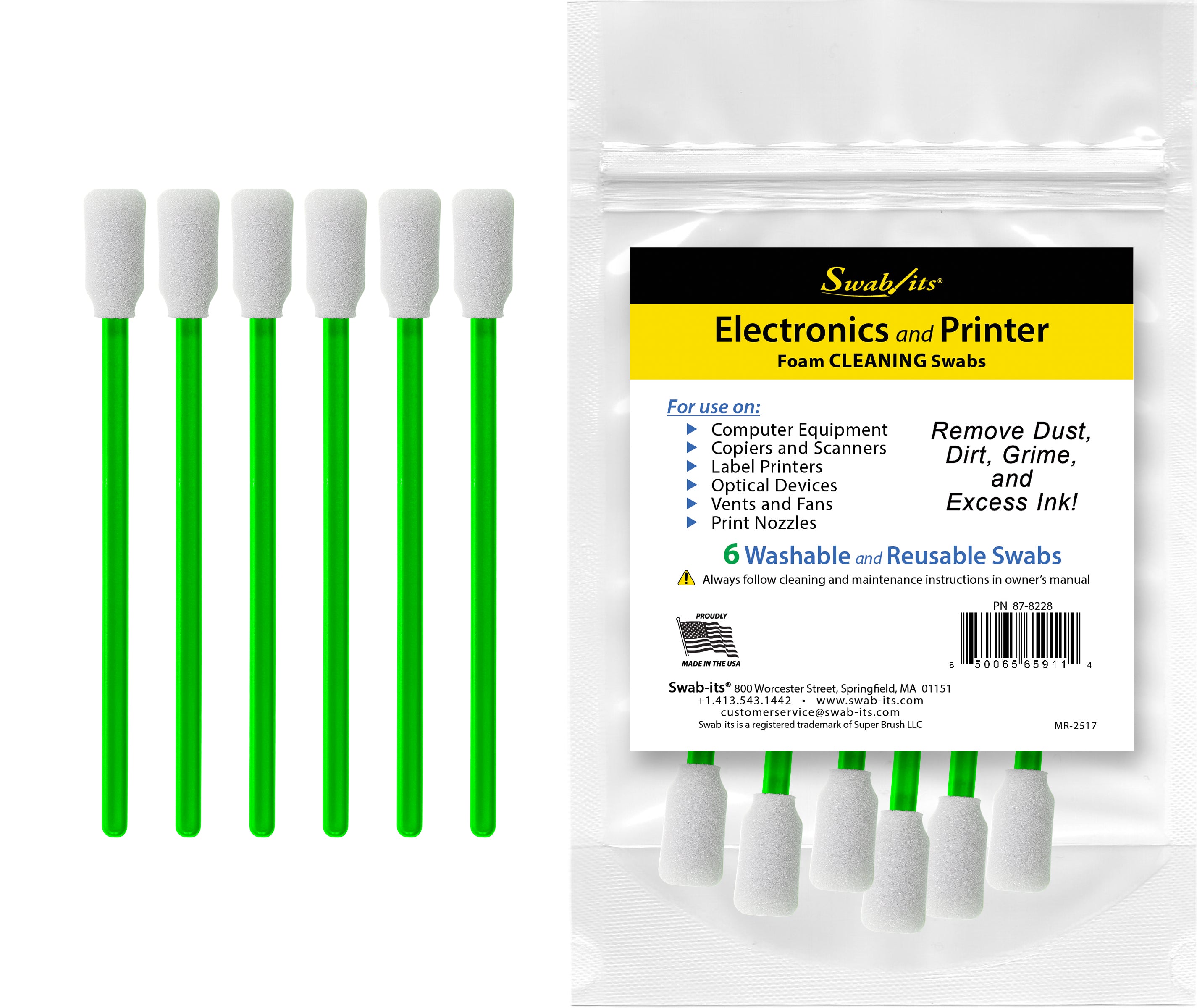 Swab-its® 6-piece Package of Printer and Electronic Cleaning Swabs: 87-8228