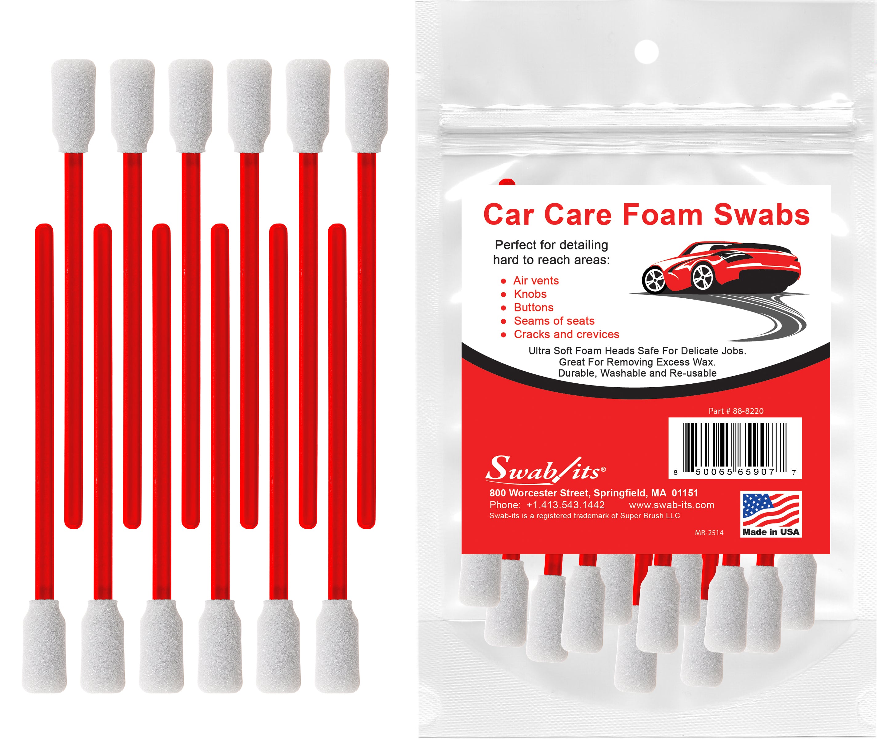 Swab-its® 12-piece Package of Auto Detailing Car Care Foam Swabs: 88-8220