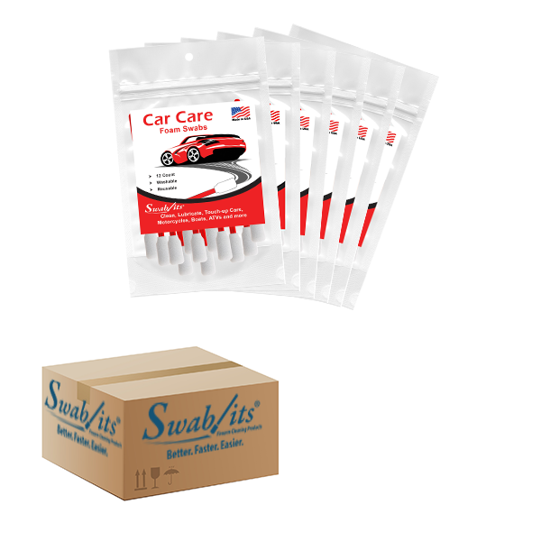 (6 Bag Case) Swab-its® Case of 12-piece Package of Car Care Detailing/Cleaning Foam Swabs: 88-8220-HW