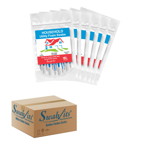 (6 Bag Case) Swab-its® Case of 12-piece Package of Household Cleaning Foam Swabs: 88-8221-HW
