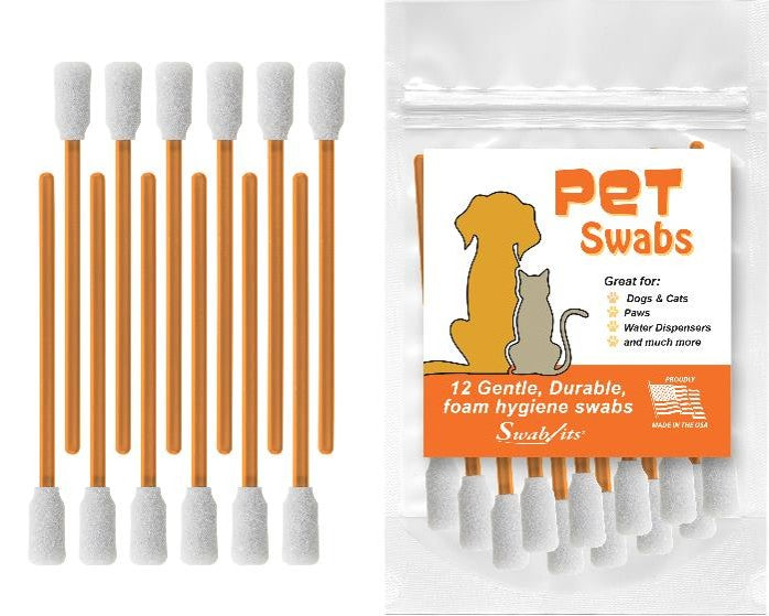 (6 Bag Case) Swab-its® Case of 12-piece Package of Pet Care Foam Swabs: 87-8223-HW