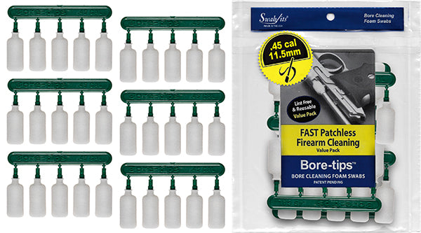 (Bolsa económica) .45cal Gun Cleaning Bore-tips® de Swab-its®: Bastoncillos de limpieza de barriles: 41-4506