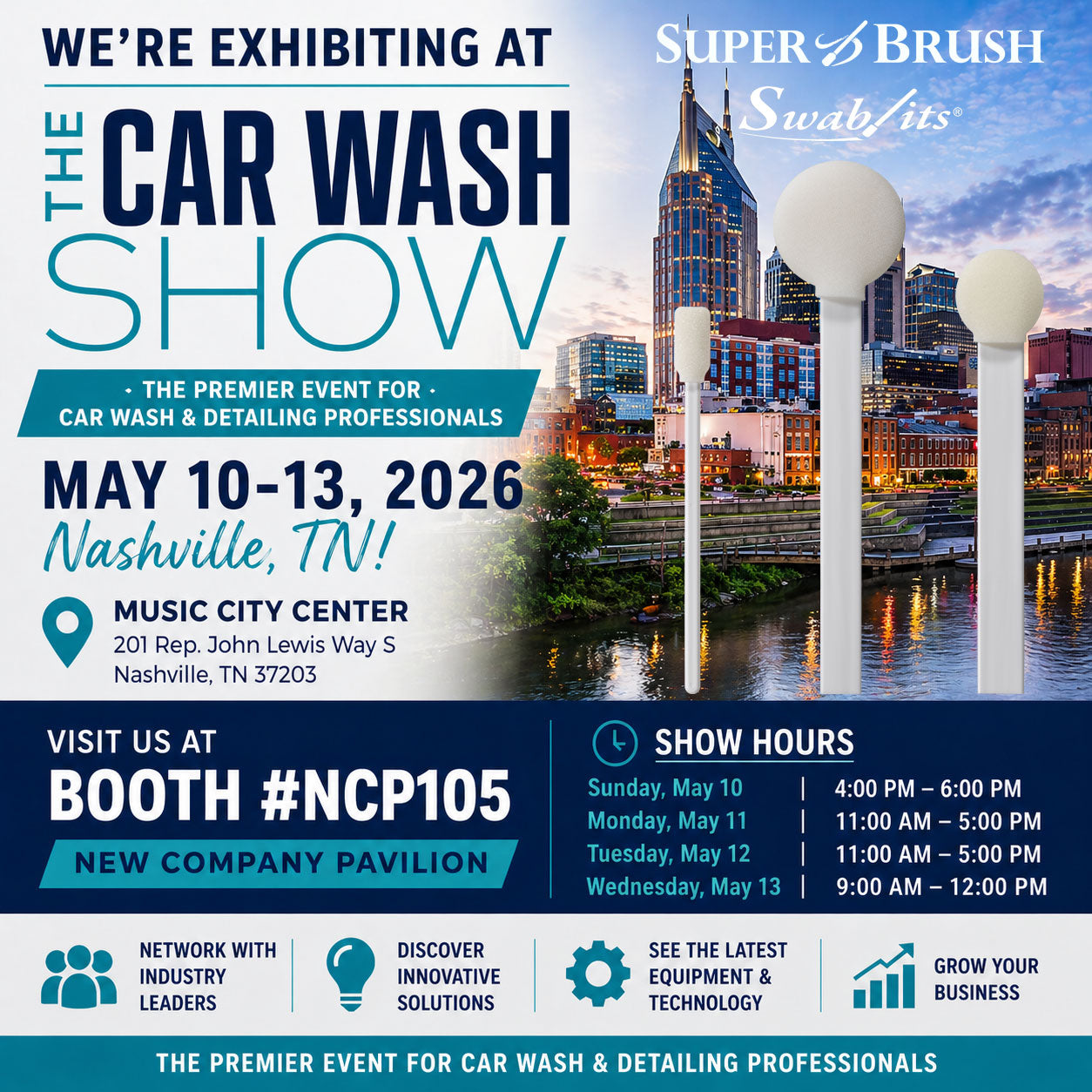 Super Brush LLC to Exhibit Swab-its® Auto Detailing Swabs at The Car Wash Show 2026 in Nashville