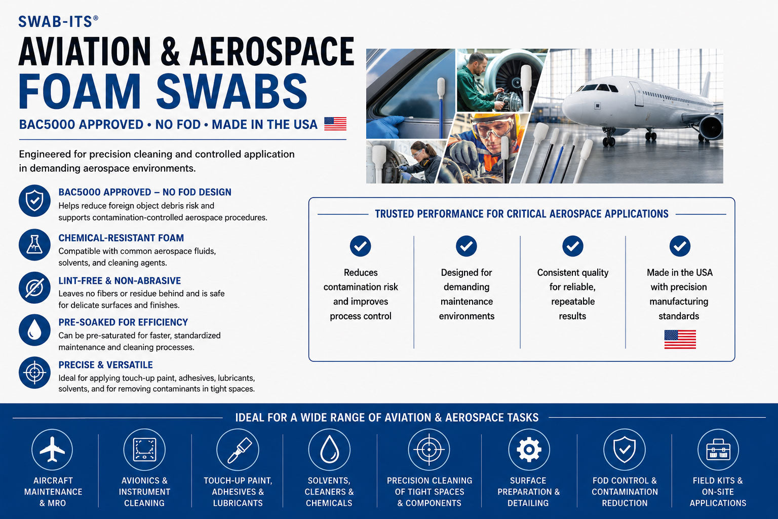 Swab-its Aerospace Approved Foam Swabs