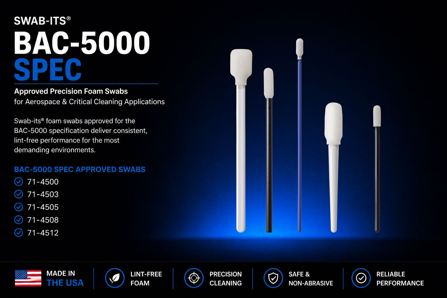 Swab-its BAC5000 Spec Foam Swabs