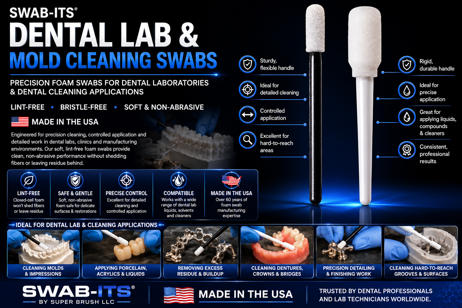 Swab-its Dental Lab and Mold Cleaning Swabs