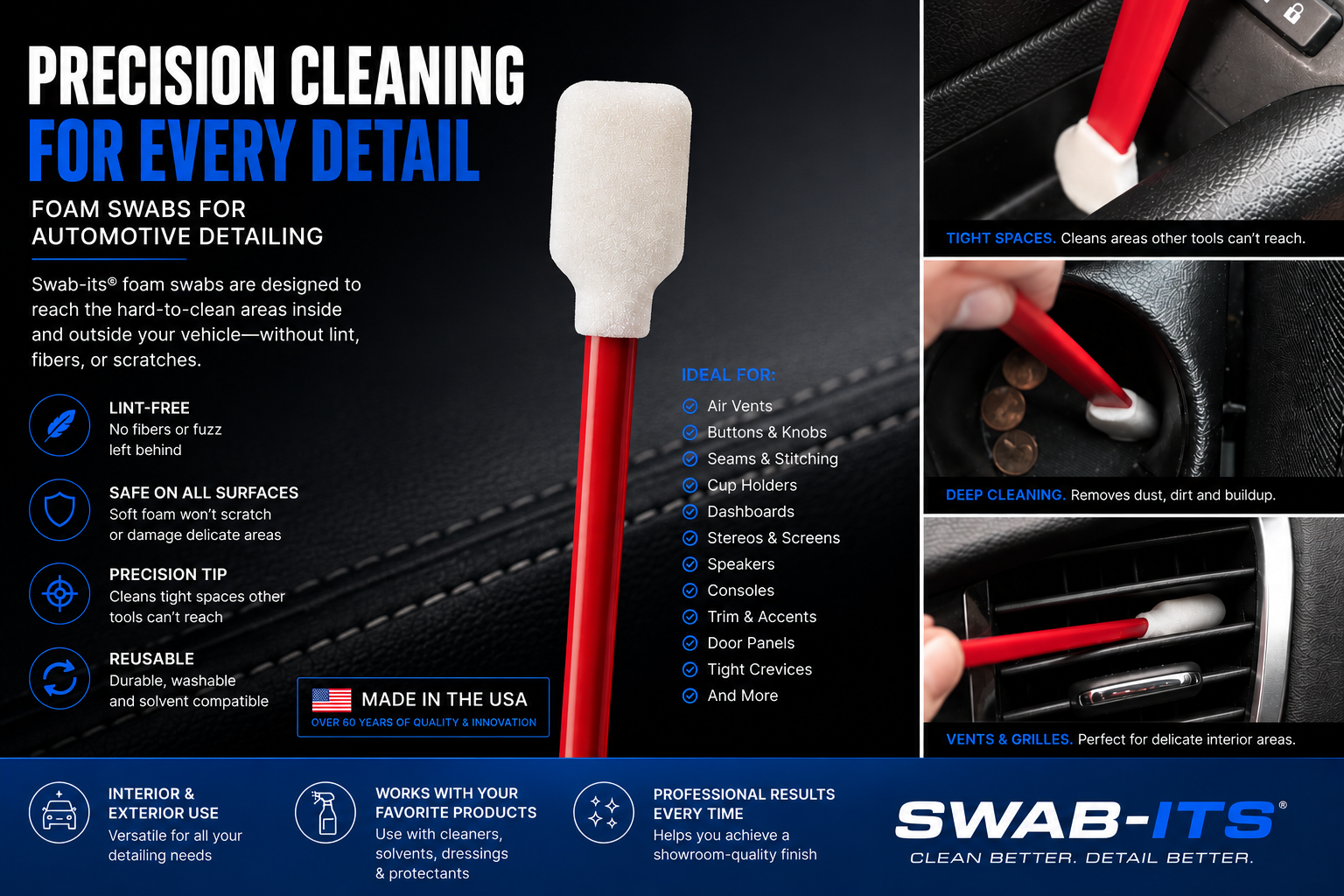 Swab-its is the ultra soft foam swab that is safe for all delicate jobs!
