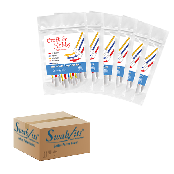 (6 Bag Case) Swab-its® Case of 12-piece Package of Craft &amp; Hobby Foam Swabs: 87-8225-HW