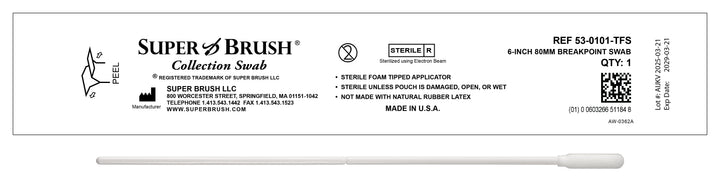 Super Brush collection swab packaging with branding and product details.