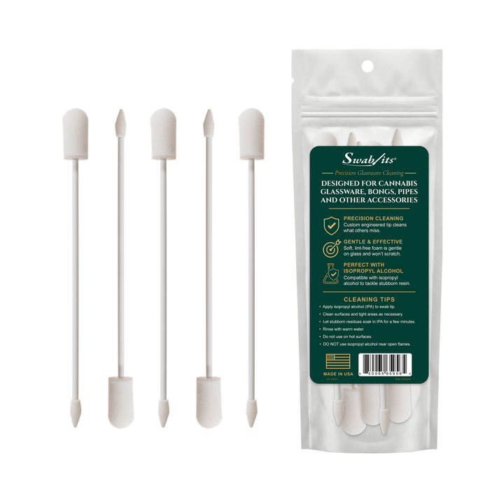 Swab-its® Downstem &amp; Bong Cleaning Foam Swabs 5 Pack (Case of 6)
