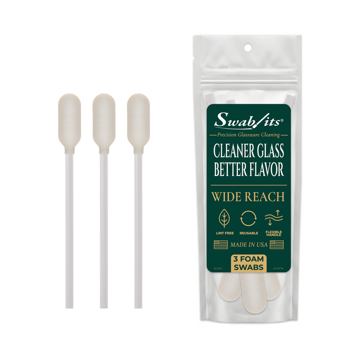 Swab-its® Wide Reach Glass &amp; Bong Cleaning Foam Swabs – 3 Pack (Case of 6)