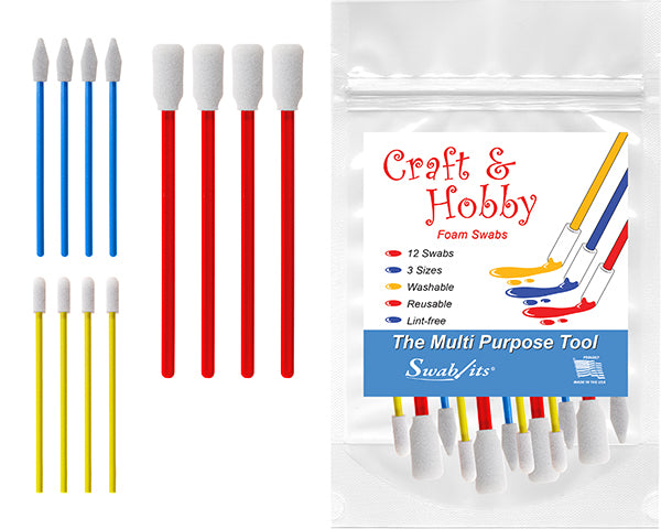 (6 Bag Case) Swab-its® Case of 12-piece Package of Craft &amp; Hobby Foam Swabs: 87-8225-HW