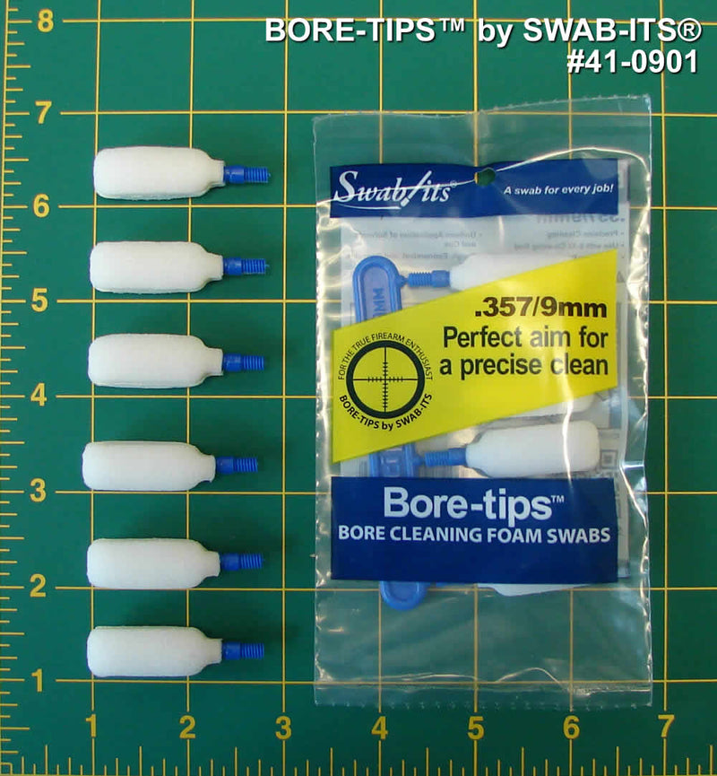 .357cal/.38cal/.380cal/9mm Gun Cleaning Bore-tips® by Swab-its®: Barrel Cleaning Swabs: 41-0901