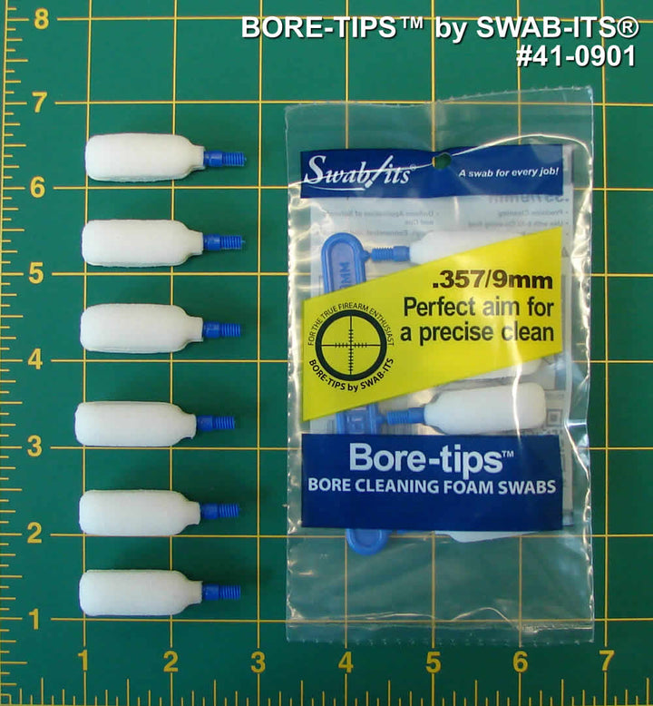 (Pouzdro 12 sáčků) .357cal / .38cal / .380cal / 9mm Gun Clean Bore-tips® od Swab-its®: Tampóny na čištění hlavně: 41-0901-12CS