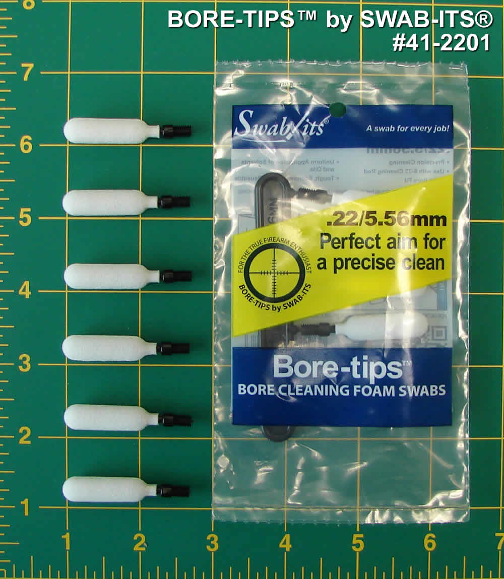 Swab-its .22cal Bore-tips, fits on an 8/32 cleaning rod. Washable and reusable