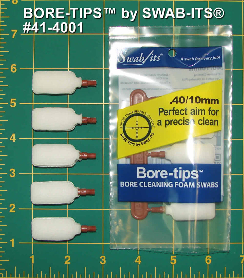 (Single Bag) .40cal / .44cal / 10mm / 410 Gauge Barrel Cleaning Bore-tips® by Swab-its®: Barrel Cleaning Swabs: 41-4001