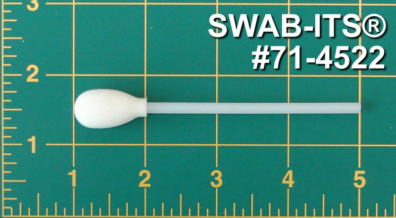 (Bag of 500 Swabs) 71-4522: 4” Overall Length Swab with Teardrop Shaped Foam Mitt