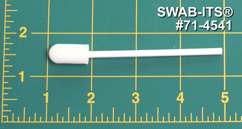 (Bag of 50 Swabs) 71-4541: 3.875” overall length swab with cylindrical style foam mitt and polypropylene handle.