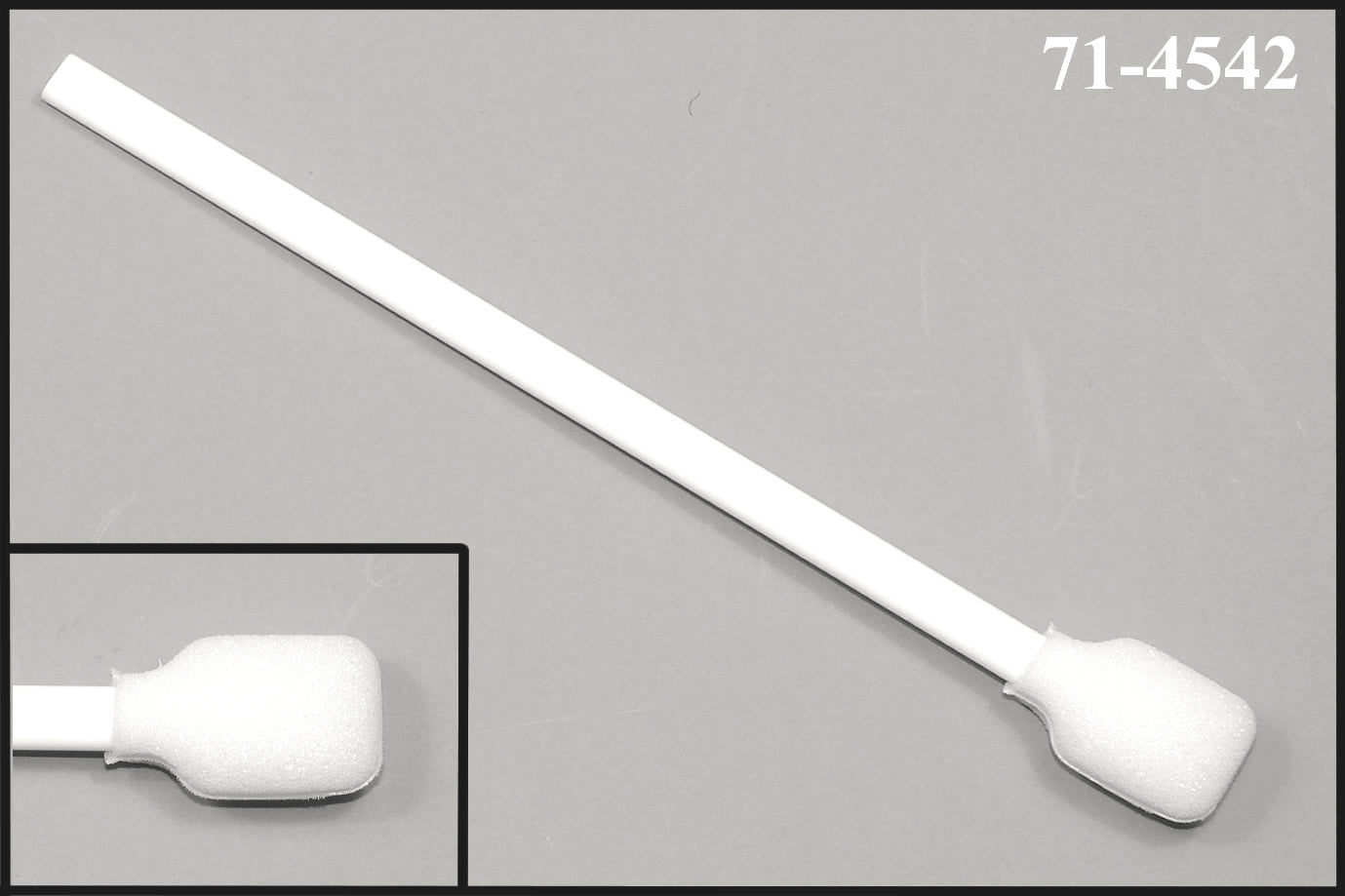 6” overall length swab with wide rectangular foam mitt and polypropylene handle.