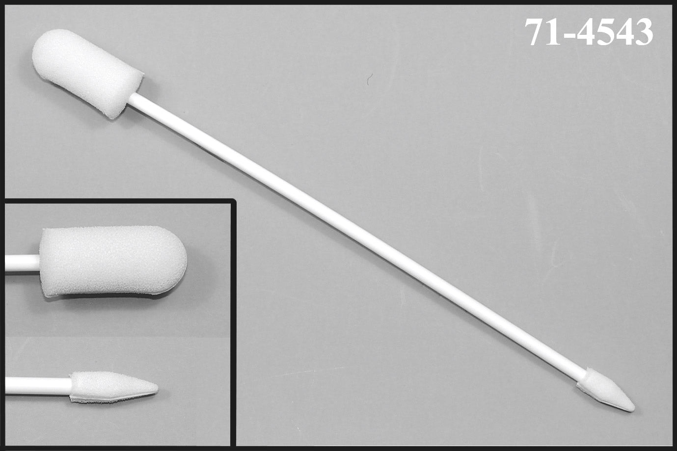 71-4543: 6.34” overall length swab with double-ended foam mitts on a polypropylene handle , all in one tool for wide coverage and precision application