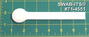 71-4551: 6" overall length swab with circular foam mitt on flat on a flat polypropylene handle