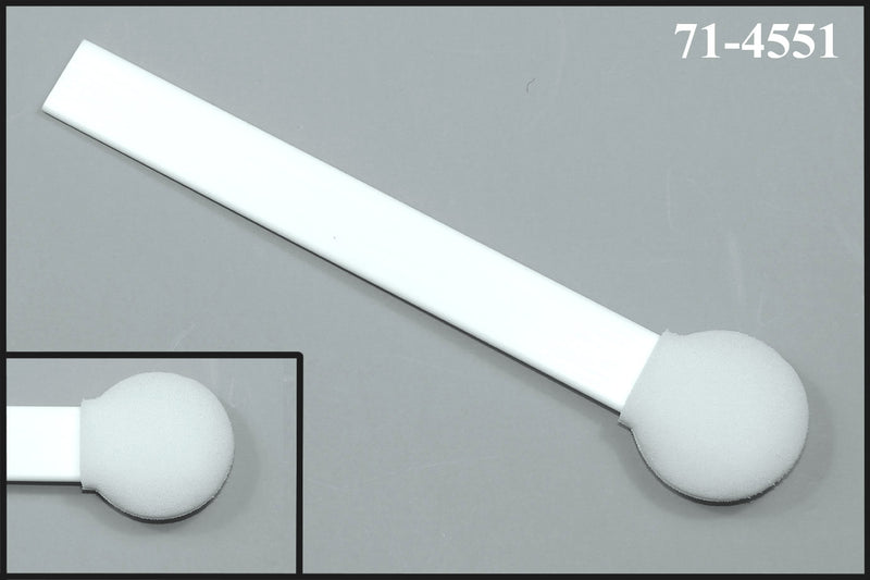 (Bolsa de 200 swabs) 71-4551: hisopo de longitud total de 6" con guante de espuma circular en plano sobre un mango plano de polipropileno