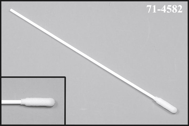 71-4582: 5.970” Overall Length Swab with Narrow Foam Mitt on a Polypropylene Handle designed with extra reach on a flexible stem-style handle for industrial cleaning, deburring, and more.