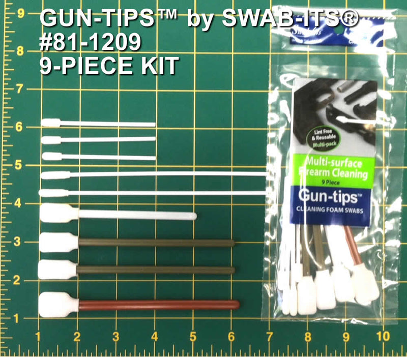 (24 woreczki) 9-częściowy zestaw wacików piankowych do czyszczenia pistoletów z Gun-tips® firmy Swab-its®: Waciki do czyszczenia pistoletu: 81-1209-24-2