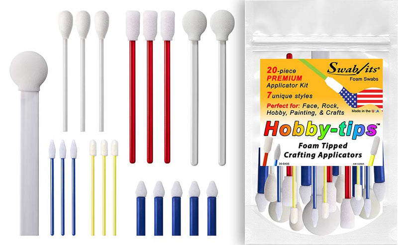 Swab-its® Hobby-Tips™ 20-Piece Premium Applicator Kit Foam Tipped Crafting Applicators - Face, Rock, Hobby, Painting, Crafts
