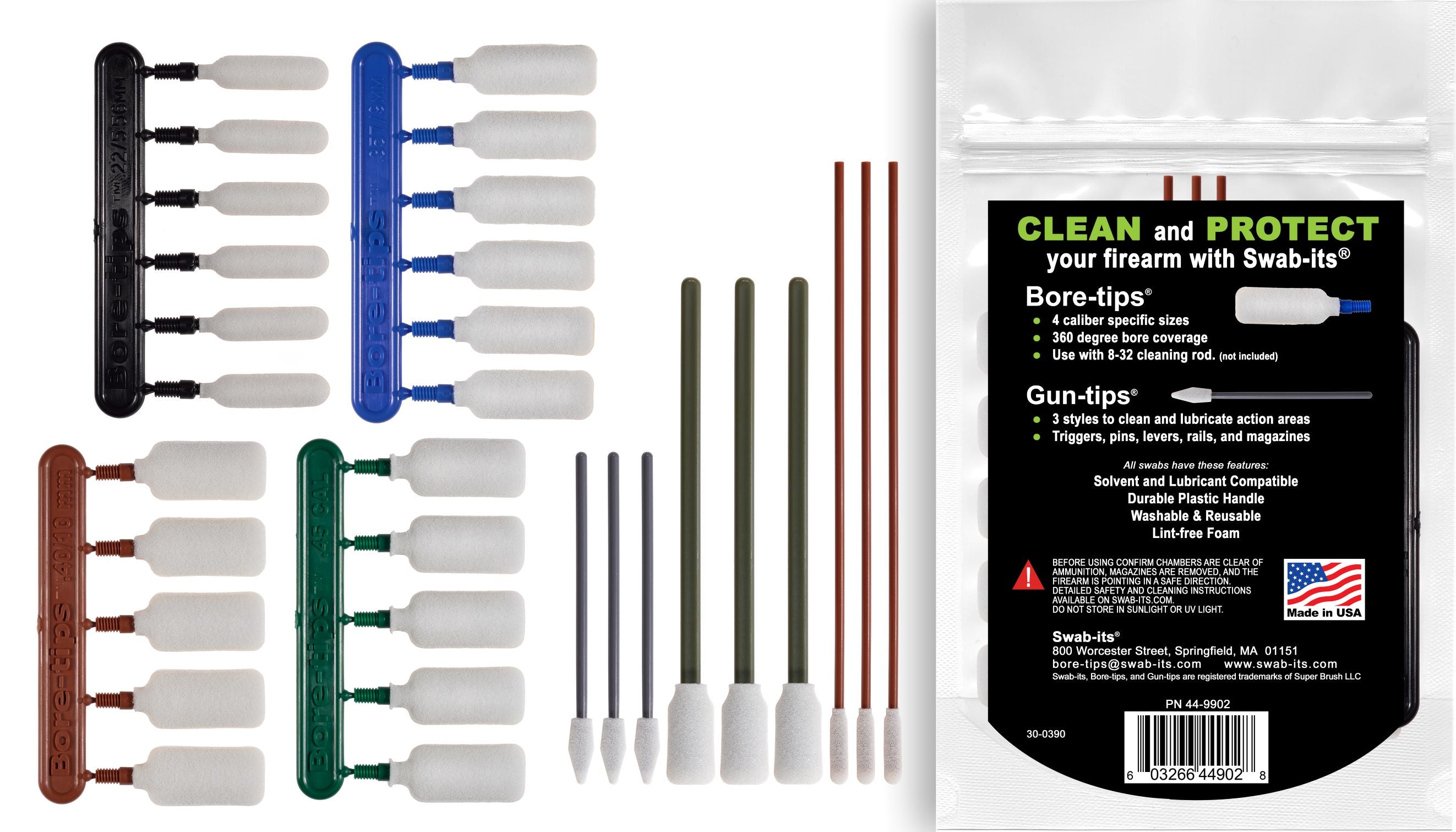 Swab-its® .22cal/.357cal/.40cal/.45cal Handgun Firearm Cleaning Kit: 87-9902