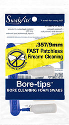 (12 Bag Case) .357cal/.38cal/.380cal/9mm Gun Cleaning Bore-tips® by Swab-its®: Barrel Cleaning Swabs: 41-0901-12CS