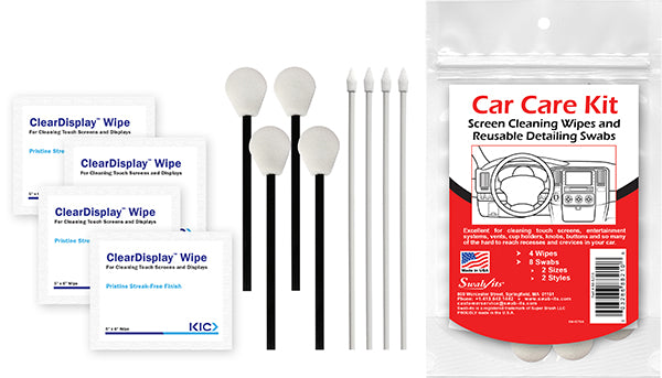 Swab-its® 12-piece Car Care Kit with Screen Wipes &amp; Reusable Detailing Swabs: 87-8210