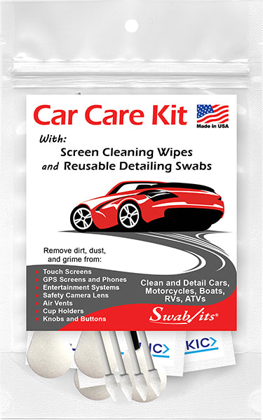 Swab-its® 12-piece Car Care Kit with Screen Wipes &amp; Reusable Detailing Swabs: 87-8210