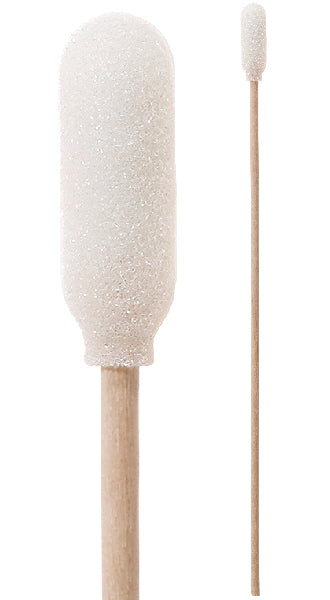 71-4507: 6” Overall Length Foam Swab with Narrow Foam Mitt Over Cotton Bud and Birch Wood Handle engineered for precision cleaning and application with less static charge build-up.