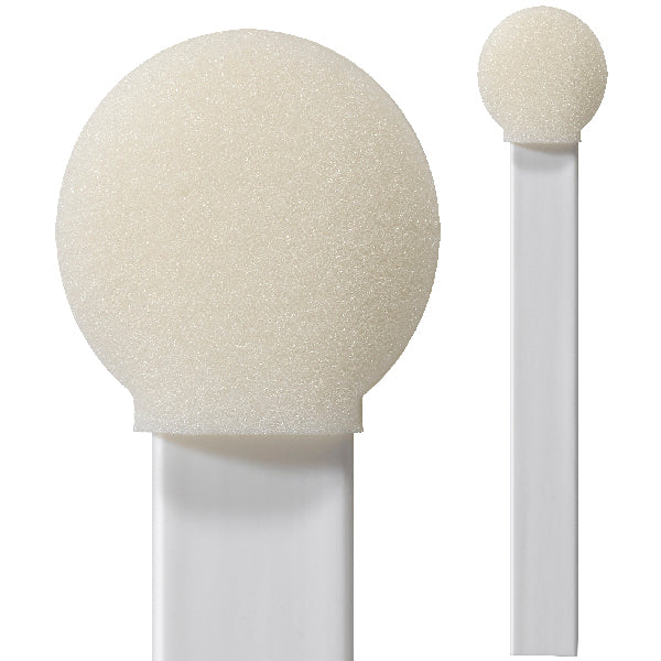 71-4551: 6" overall length swab with circular foam mitt on flat on a flat polypropylene handle