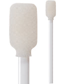 71-4576: 4.06” rectangular foam mitt swab. White reticulated polyurethane foam on an extruded polypropylene plastic handle.
