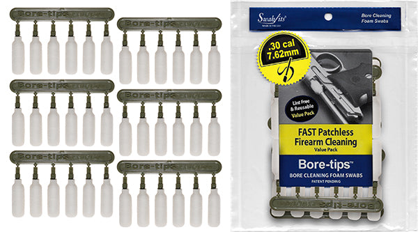(Value Bag). 30cal / 7.62mm Gun Cleaning Bore-tips® från Swab-its®: Barrel Cleaning Swabs: 41-3006