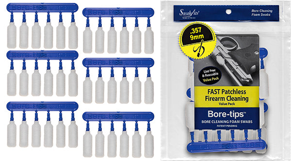 .357cal/.38cal/.380cal/9mm Gun Cleaning Bore-tips® by Swab-its®: Barrel Cleaning Swabs: 41-0901